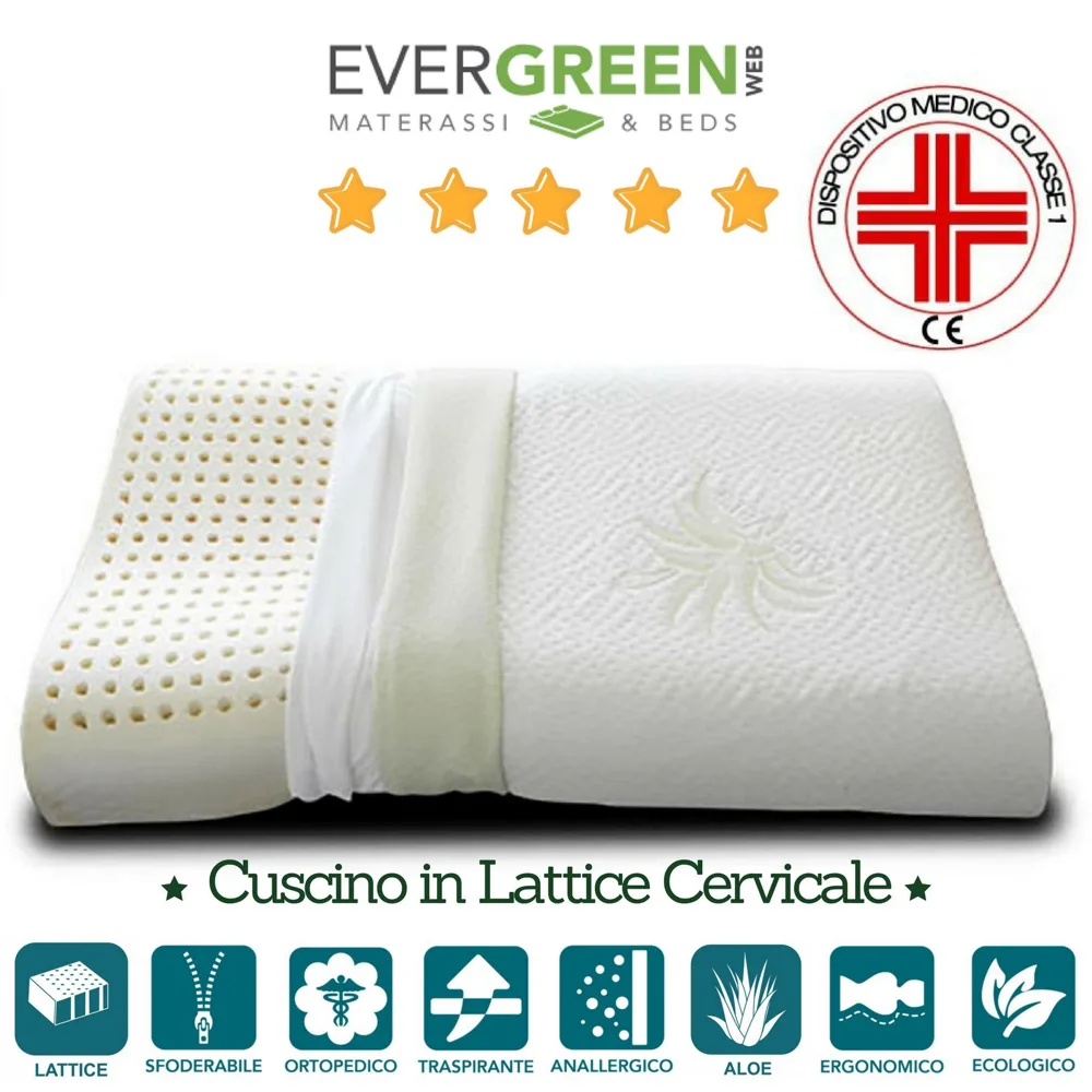Evergreenweb Almohada Cervical de Látex Doble Onda (Pack de 2)