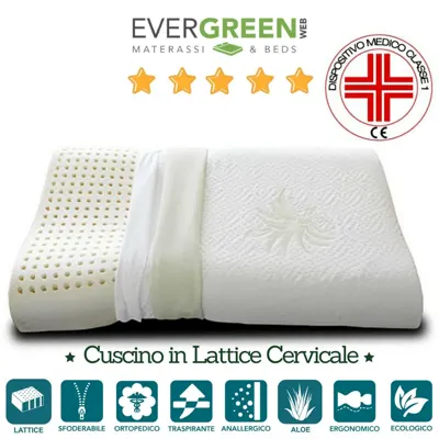 Evergreenweb Almohada Cervical de Látex Doble Onda (Pack de 2)